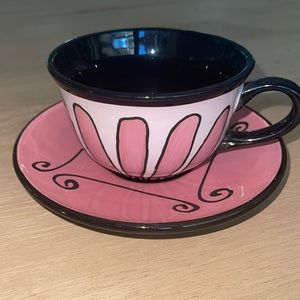 Fitz and Floyd Pink Cup and saucer .Gourmet Fitz and Floyd , Yvette &Claudette